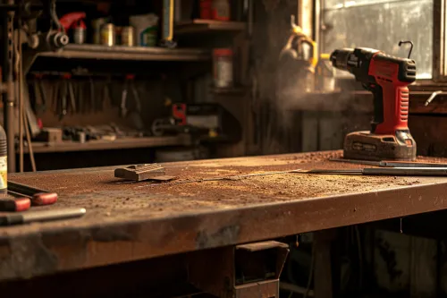 Décapage et dérouillage professionnels d’une pièce métallique oxydée, remise à nu pour rénovation et préparation avant traitement