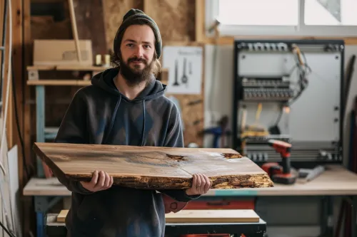 Technicien IT aménage une baie serveur avec du bois de réemploi, solution économique, écologique et pleine de caractère